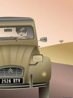 VISSEVASSE - 2CV Citroën plakat - 50x70 cm