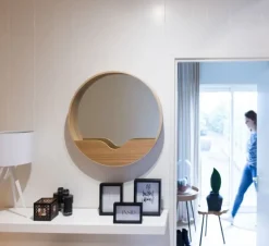 Zuiver - Rundt vægspejl Ø60 - Natur / eg